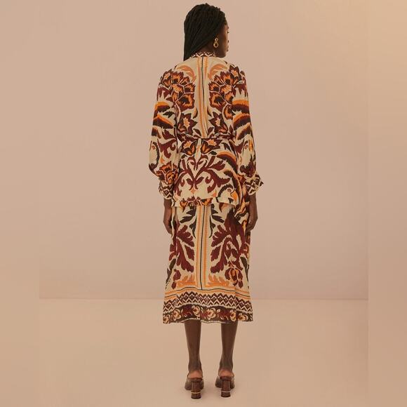 Farm Rio Cream Toucans Scarf Maxi Dress S - Picture 8 of 10